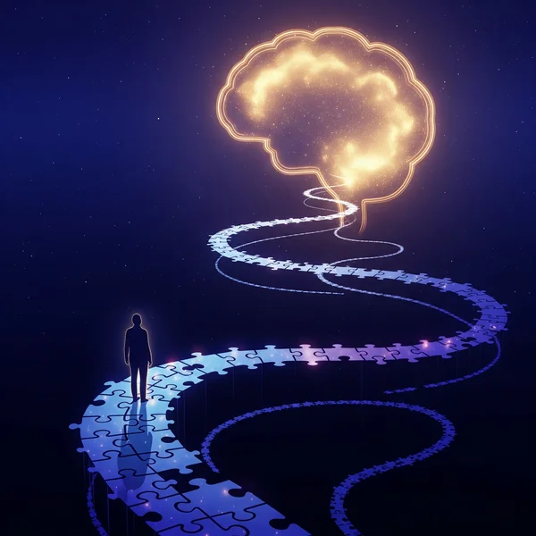 自闭症伪装问卷（CAT-Q）自我发现之旅的抽象艺术。