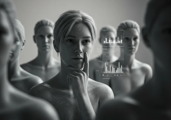 一个人融入人群，代表社交伪装。