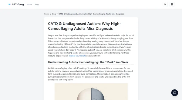 CATQ & Undiagnosed Autism: Why High-Camouflaging Adults Miss Diagnosis