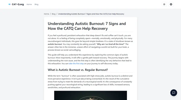 Understanding Autistic Burnout: 7 Signs and How the CATQ Can Help Recovery
