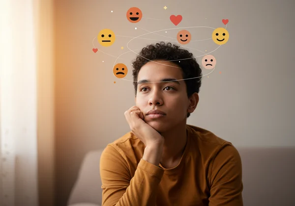 Person reflecting on self-discovery after high CAT-Q score.