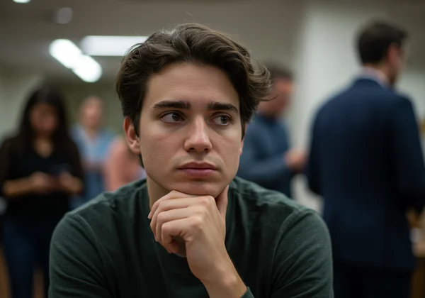 Person questioning social experience, feeling out of sync